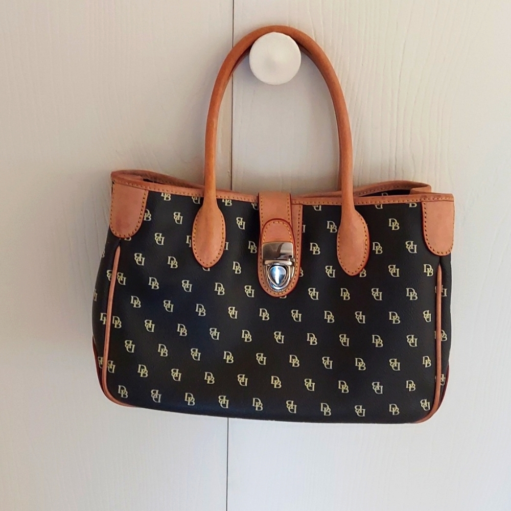 Dooney & Bourke, Coated Cotton, with Signature Logo, Small Double Handle Tote